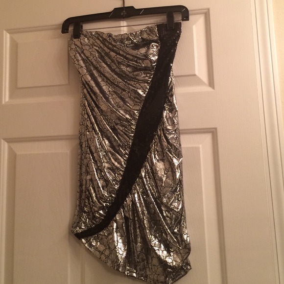 Silver Snakeskin Black Sequin Dress