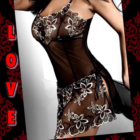 Black Floral Chemise