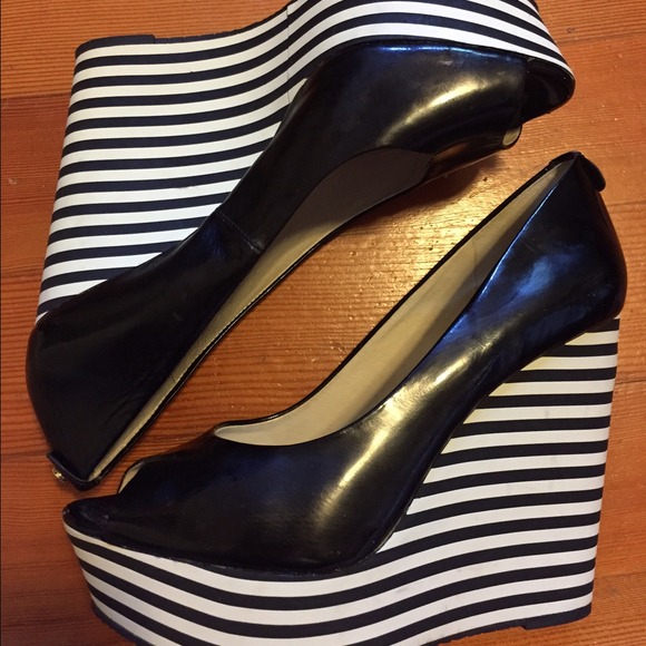 Michael Kors Black and White Wedges