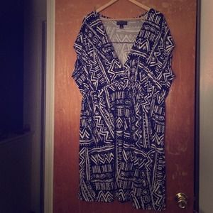 Plus Size V-Neck Tribal Dress