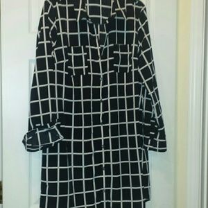 Black and White Shirt Dress/Tunic, Size Large NWOT