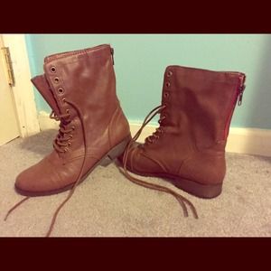 Dark drown combat boots