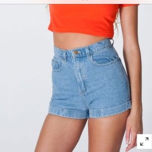 AmericanApparel Medium Wash High Waist Jean Shorts