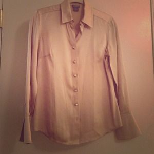 Cream Silk Blouse w/ Pearl Buttons