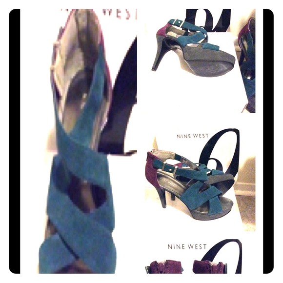 Nine West purple and teal heels 9.5