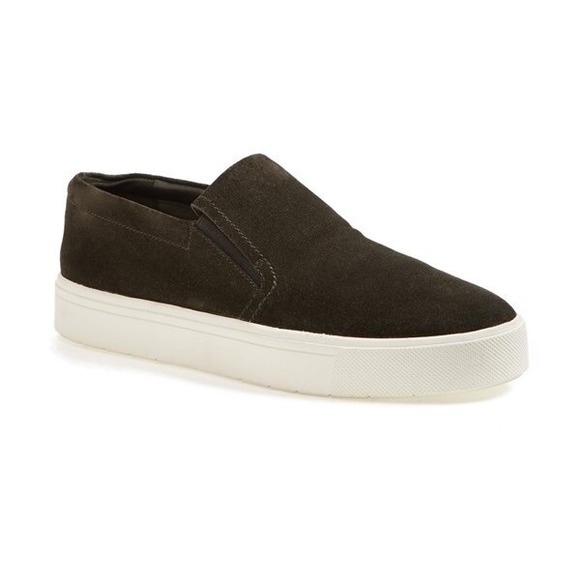 Vince Shoes - Vince Military Green Suede Bowen Slip On Sneakers