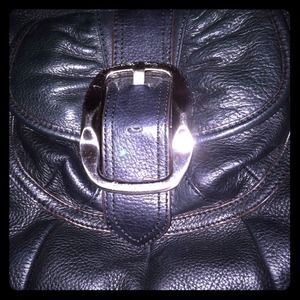 Black pebbled leather handbag