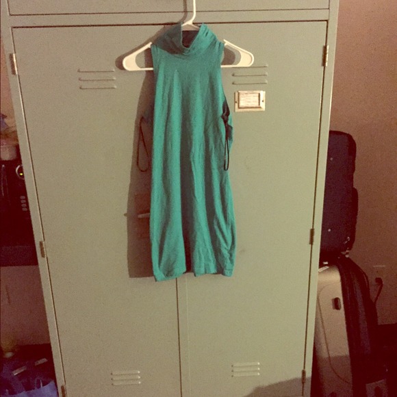 Teal turtleneck dress