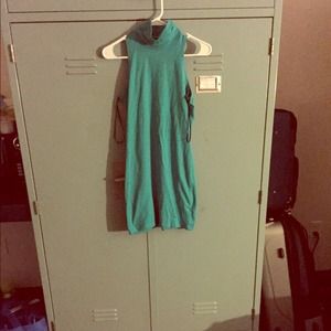 Teal turtleneck dress