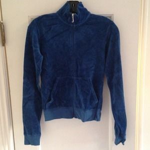 Dark Blue Juicy Velour Mock Neck Zip Up