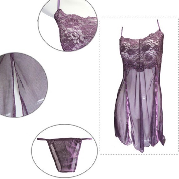 Long Lingerie in Dark Purple, Light Purple or Aqua - Picture 4 of 4