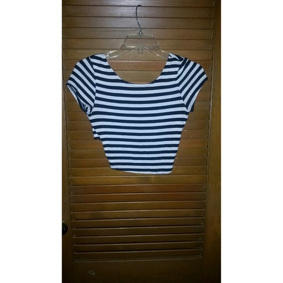 Black and white striped crop top