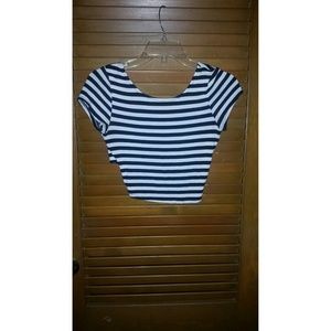 Black and white striped crop top