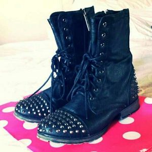 Black studded combat boots