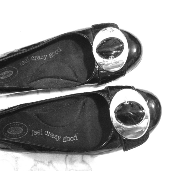 Dr. Scholl's  Shoes - Black Buckle Flats