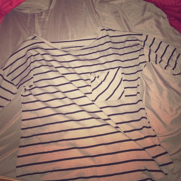 Gray & Black Striped, Half Sleeved Top