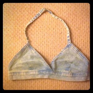 Forever 21 heritage denim halter top bra large 💙