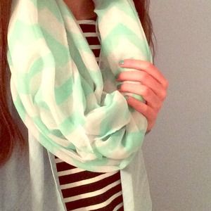Mint chevron print infinity scarf!