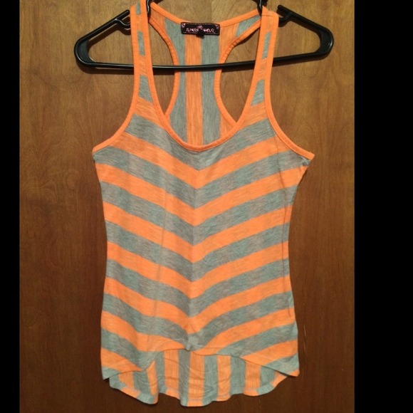 Bright Orange and Heather Grey Top