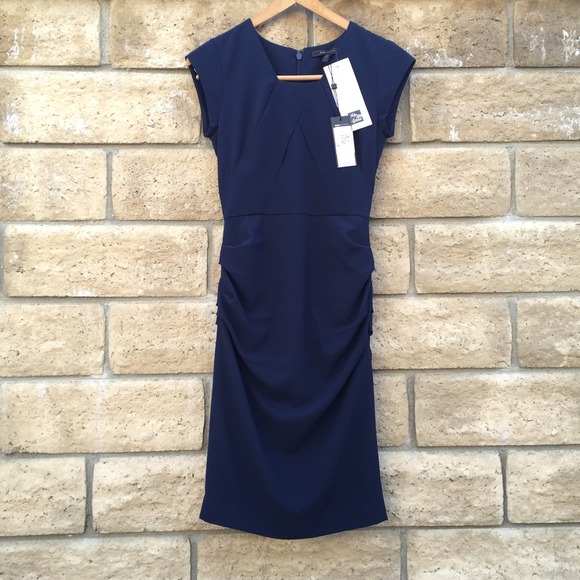 NWT BCBGMaxAzria Joana Pleated Shift Dress - Picture 4 of 4