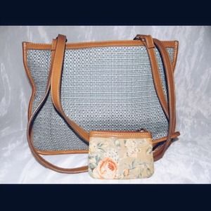 RELIC BLUE STRAW Med HANDBAG PURSE TOTE
