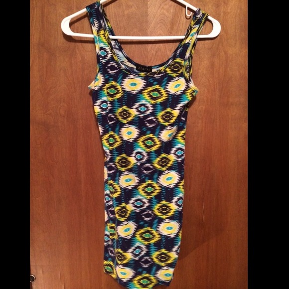Colorful Abstract Printed Fitted Dress!