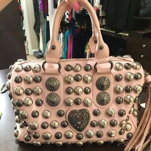 Pale pink studded purse