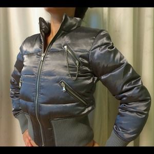 SOLD. Express Shiny Grey Down Jacket