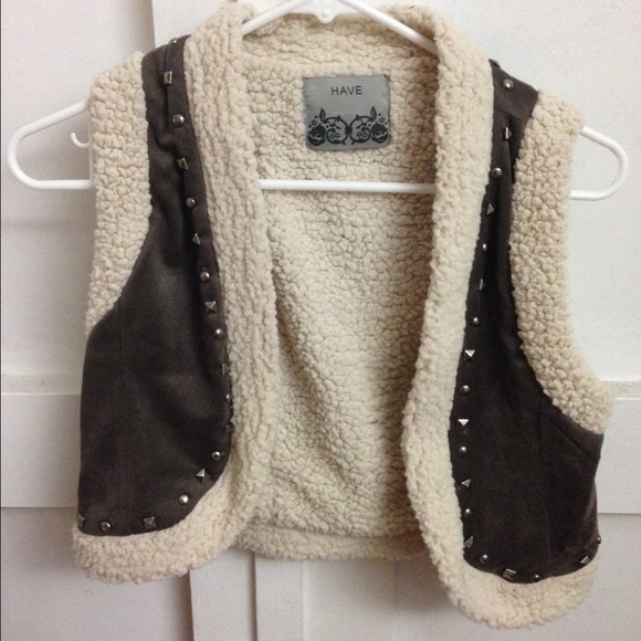 Brown fur like studded vest