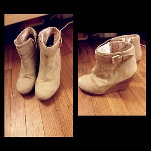 Faux Suede Wedge Bootie