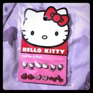 Hello kitty earrings set of 6
