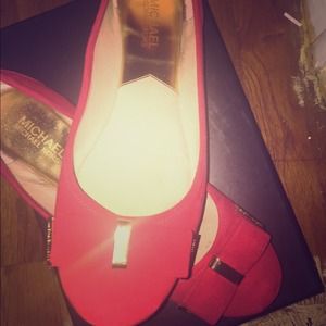 Michael Kors Red Suede Flats with Bows