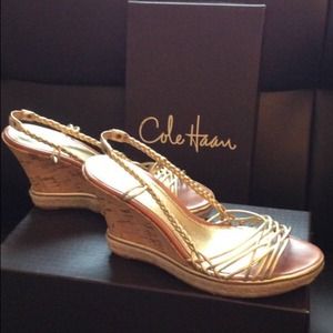 Cole Hahn wedge gold sandal
