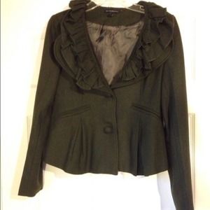 Olive Green Ruffled Blazer