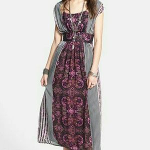 Free People Mayan Temple Mix Print Midi Dress S 0