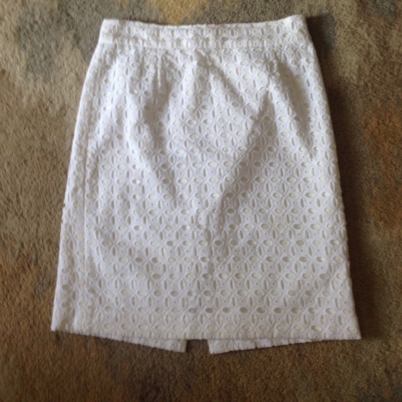 White eyelet pencil skirt