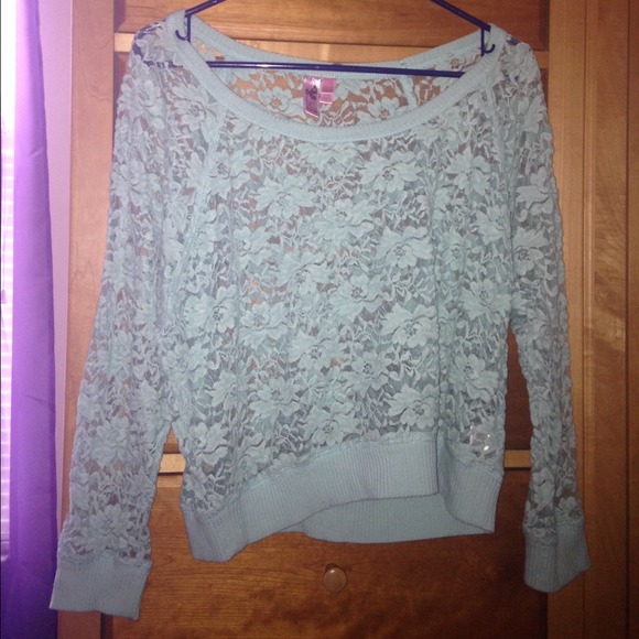 mint lace sweater - Picture 1 of 2
