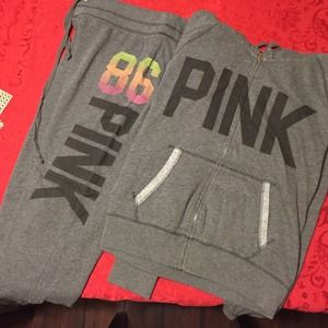 VS Pink sweat suit gray