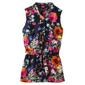 Merona Blue Beam Floral Blouse