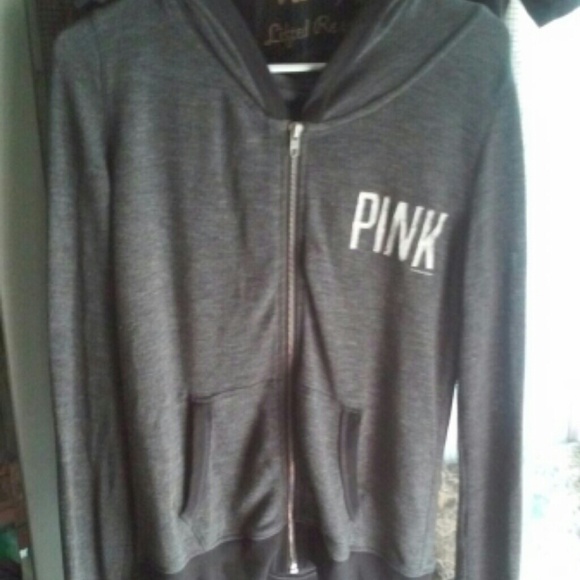 Pink zip up hoodie black & gray