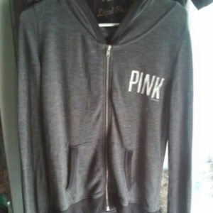 Pink zip up hoodie black & gray