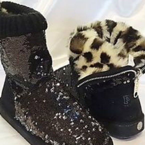 Black sequin victoria secret boots
