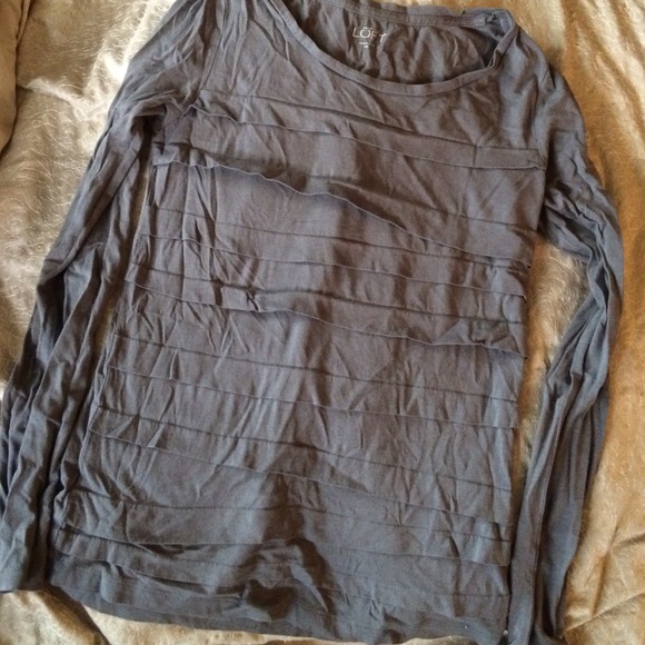 Gray LOFT Ruffled Top