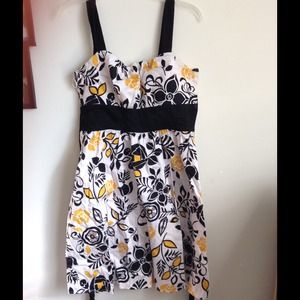 Yellow and black print dress