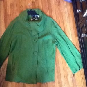 Green cowl neck sweater jacket