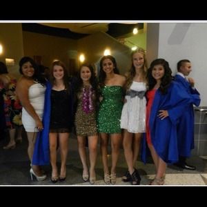 Green sparkly one shoulder dress