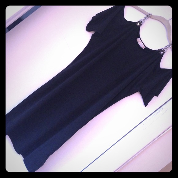 Michael Kors LBD - exposed shoulders, chain straps