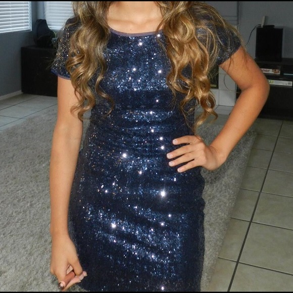 Sequined navy blue dress