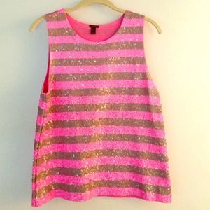 J.crew. Pink & gray sequined tank. Medium.