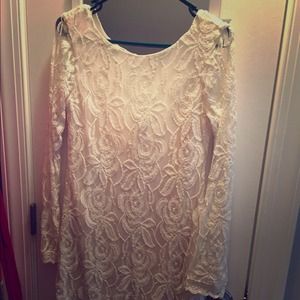 Ivory lace rehearsal dinner dress Long sleeve